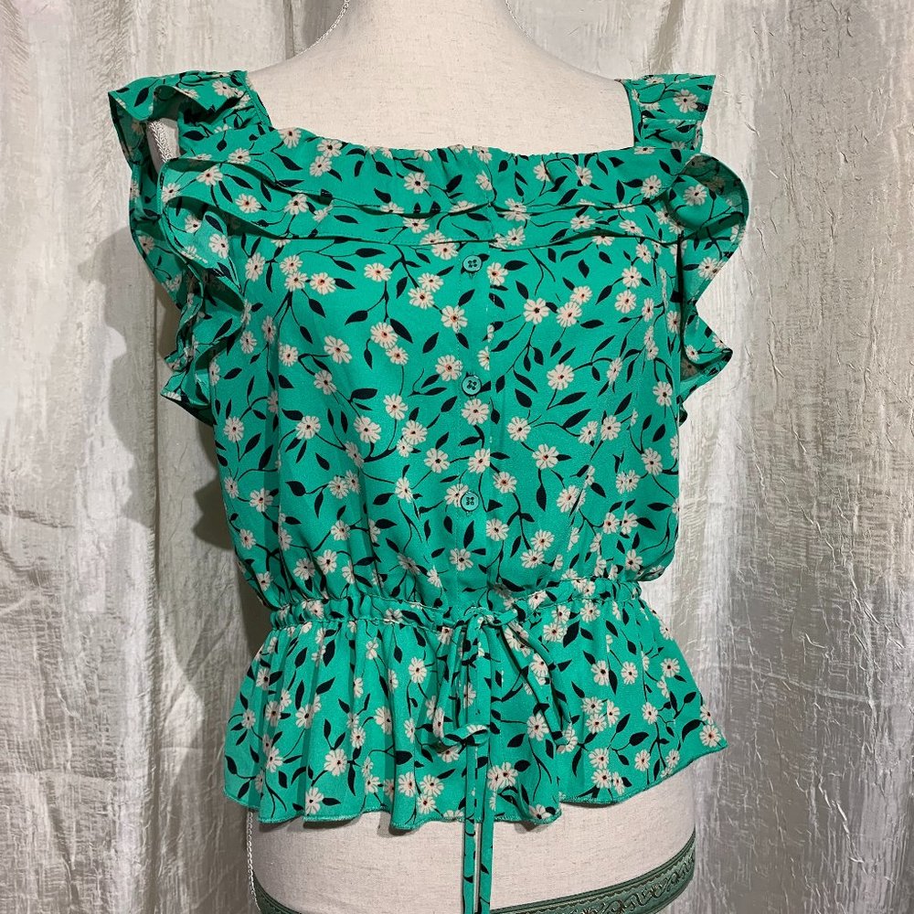 CAbi Style# 5809 Women's Floral Green Festuve Tank Top
